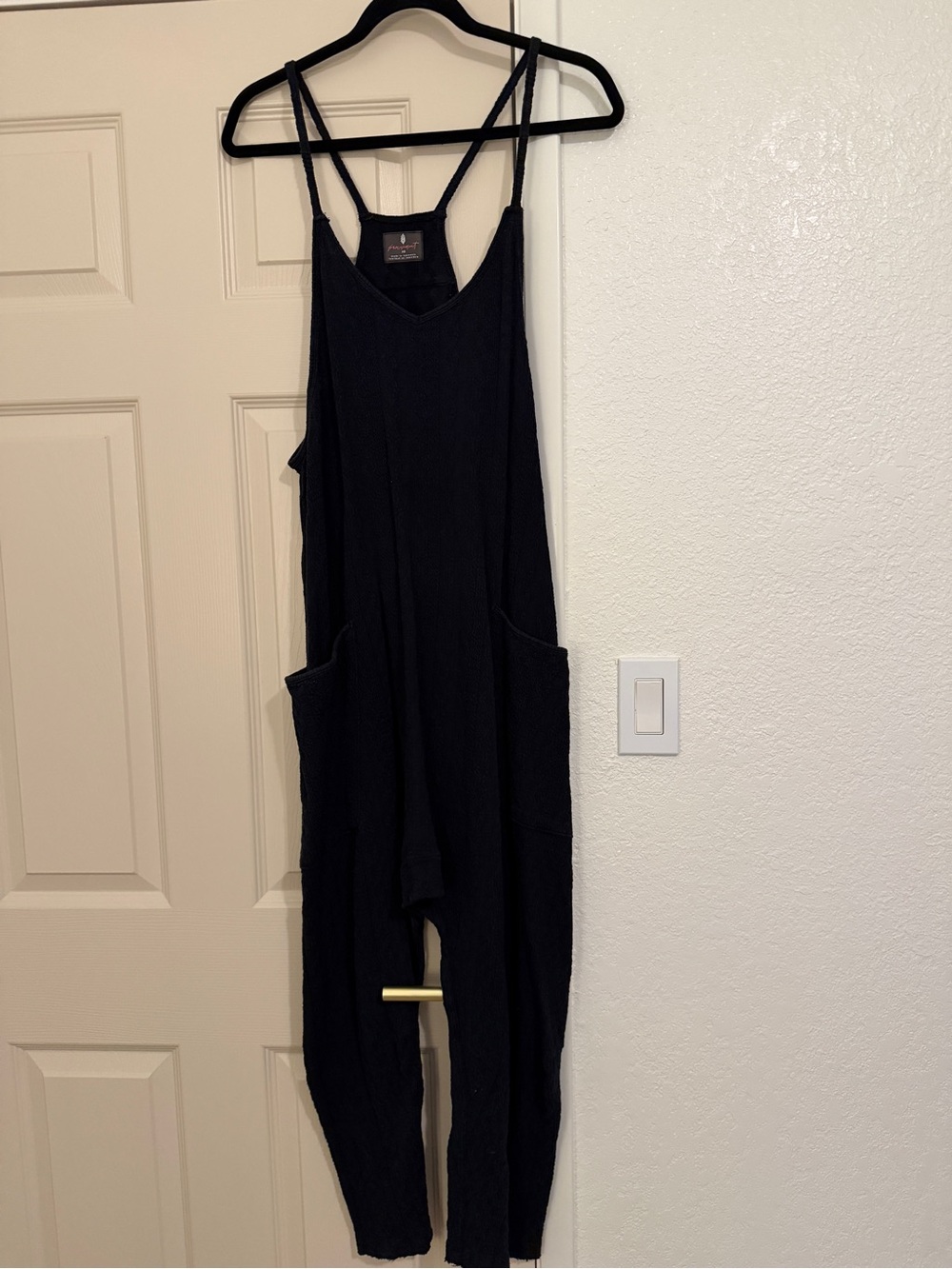 Free People Black Easy Tank Jumpsuit with Side Pockets